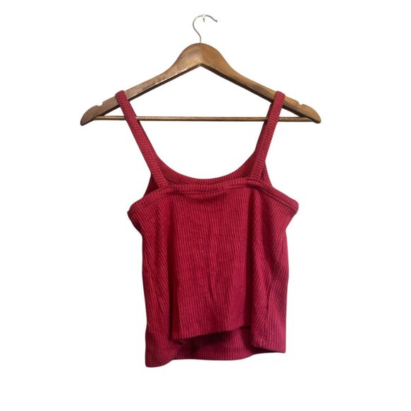 Red Ribbed Tank‎ Top Sleeveless Basic Casual Everyday Layering - Picture 6 of 6